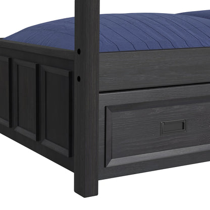 Hampton Kids - Twin Over Twin Bunk With Staircase And Trundle - Charcoal