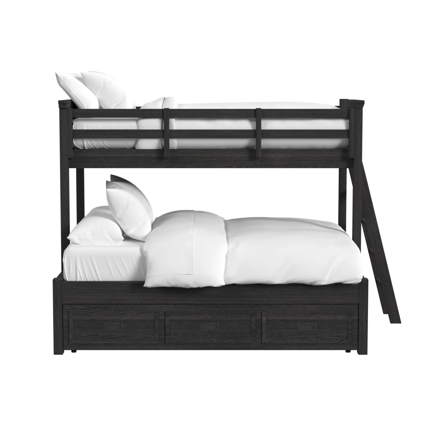 Hampton Kids - Twin Over Full Bunk With Ladder And Trundle - Charcoal