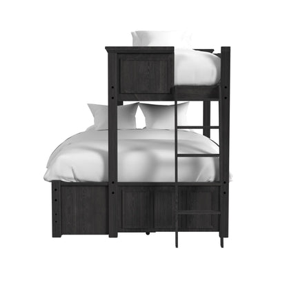 Hampton Kids - Twin Over Full Bunk With Ladder And Trundle - Charcoal