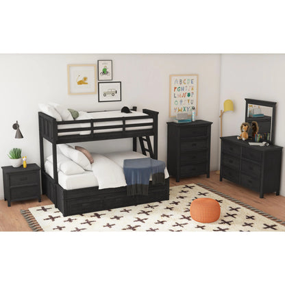 Hampton Kids - Twin Over Full Bunk With Ladder And Trundle - Charcoal