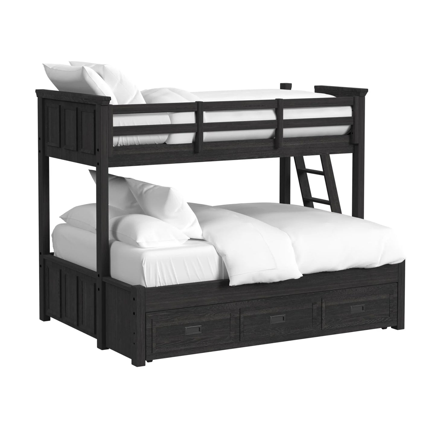 Hampton Kids - Twin Over Full Bunk With Ladder And Trundle - Charcoal