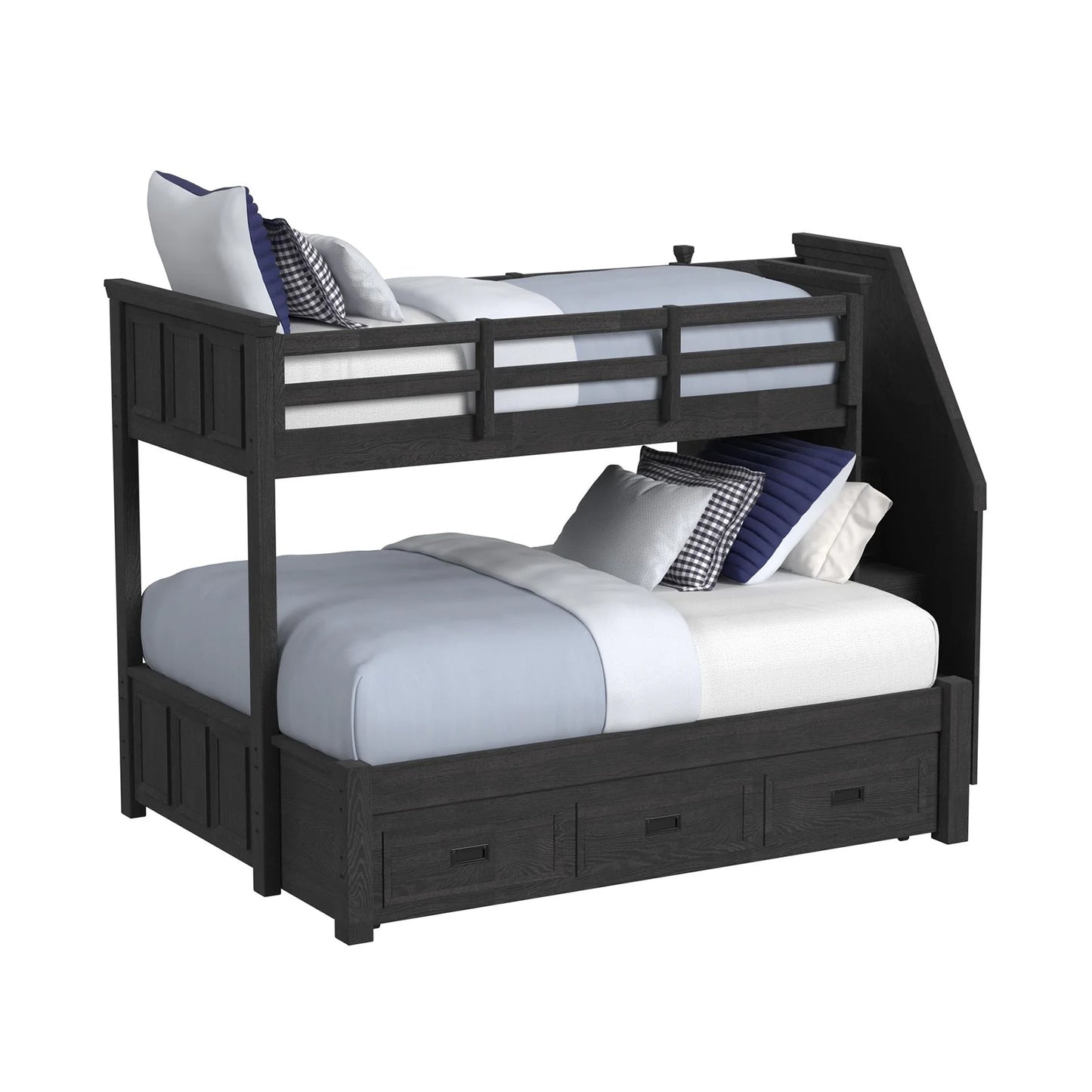 Hampton Kids - Twin Over Full Bunk With Staircase And Trundle - Charcoal