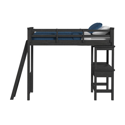 Hampton Kids - Twin Loft With Ladder And Desk With Speaker - Charcoal
