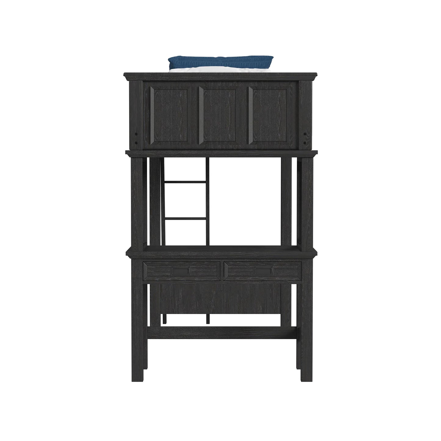 Hampton Kids - Twin Loft With Ladder And Desk With Speaker - Charcoal