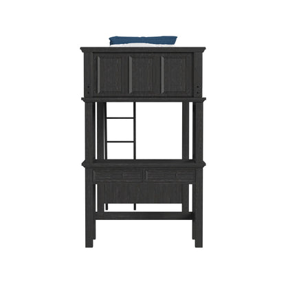 Hampton Kids - Twin Loft With Ladder And Desk With Speaker - Charcoal