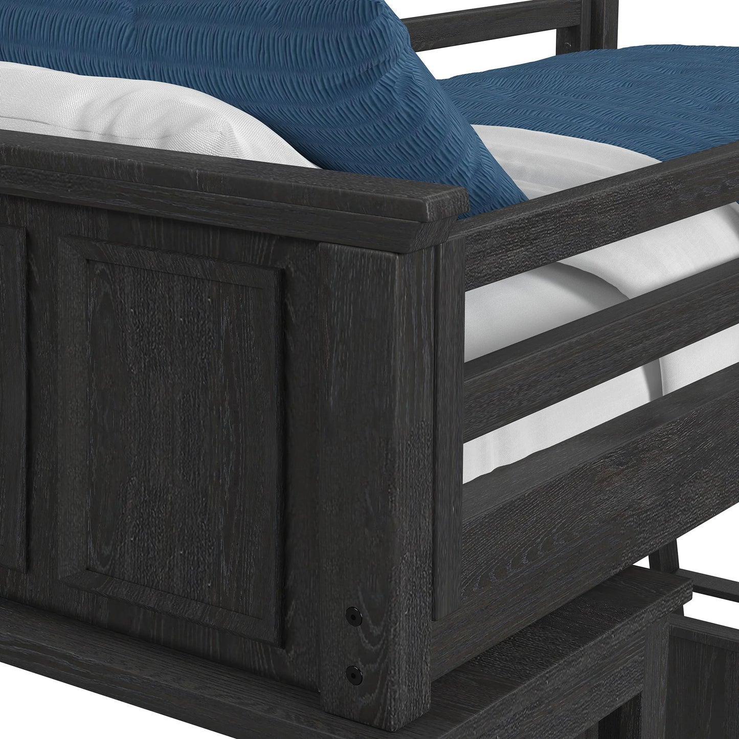 Hampton Kids - Twin Loft With Ladder And Desk With Speaker - Charcoal