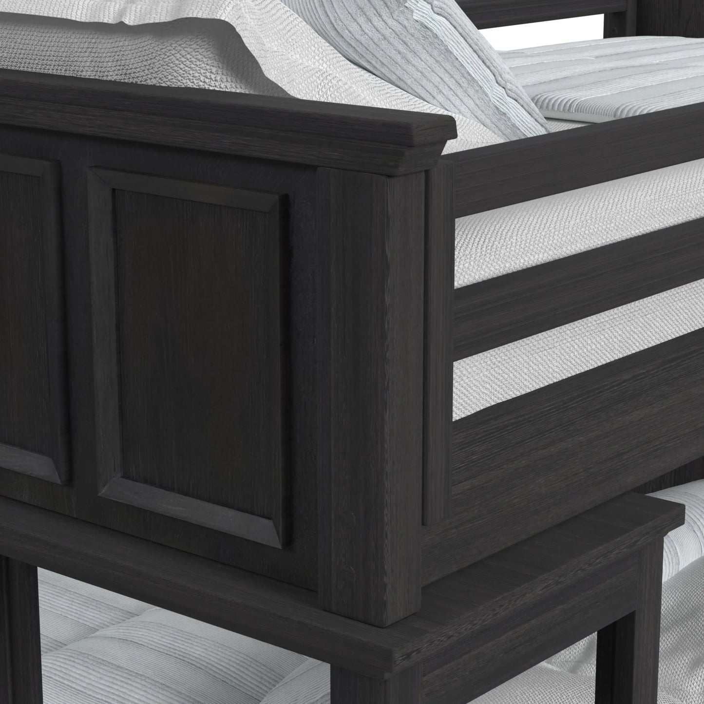 Hampton Kids - Twin Over Full Loft With Staircase And Desk With Speaker - Charcoal