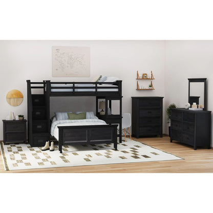 Hampton Kids - Twin Over Full Loft With Staircase And Desk With Speaker - Charcoal