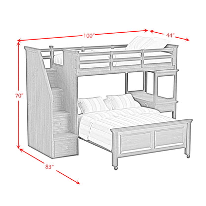 Hampton Kids - Twin Over Full Loft With Staircase And Desk With Speaker - Charcoal