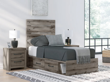Graystorm - Twin Panel Bed With Storage - Brown Gray