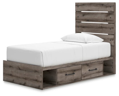 Graystorm - Twin Panel Bed With Storage - Brown Gray
