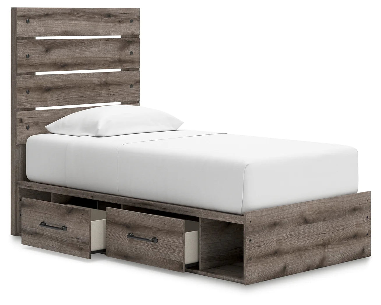 Graystorm - Twin Panel Bed With Storage - Brown Gray