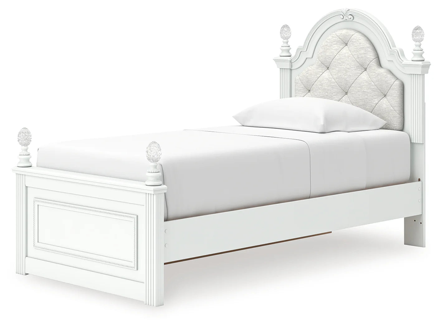 Kozlani - Twin Upholstered Panel Storage Bed - White