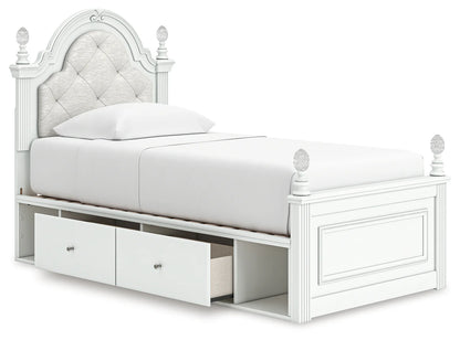 Kozlani - Twin Upholstered Panel Storage Bed - White