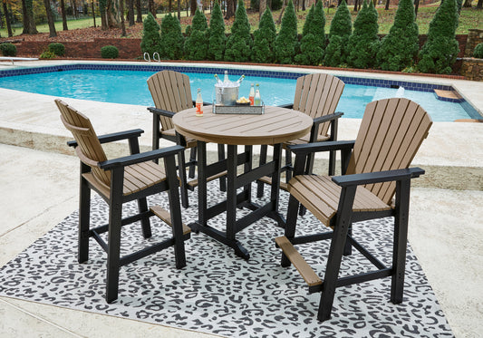 “Fairen Trail” Outdoor Bar Height Round Table and Four Stools
