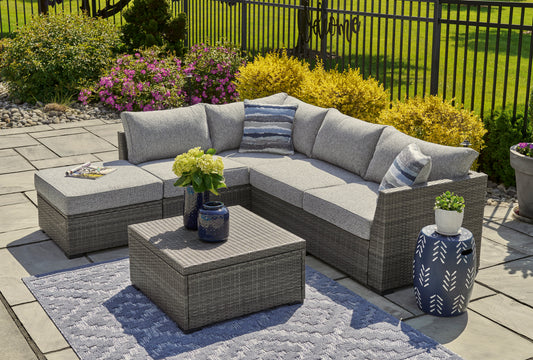 "Petal Road” Outdoor Sectional, Ottoman and Table