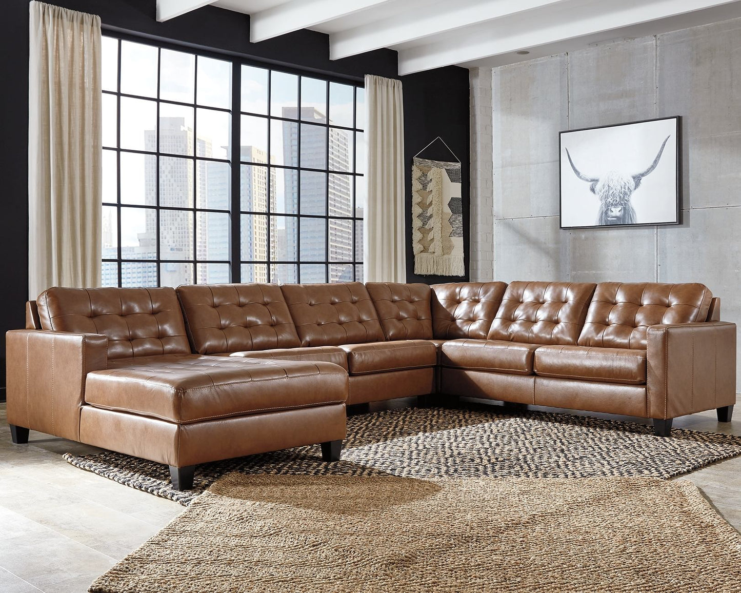 Baskove - Auburn - Left Arm Facing Corner Chaise 4 Pc Sectional