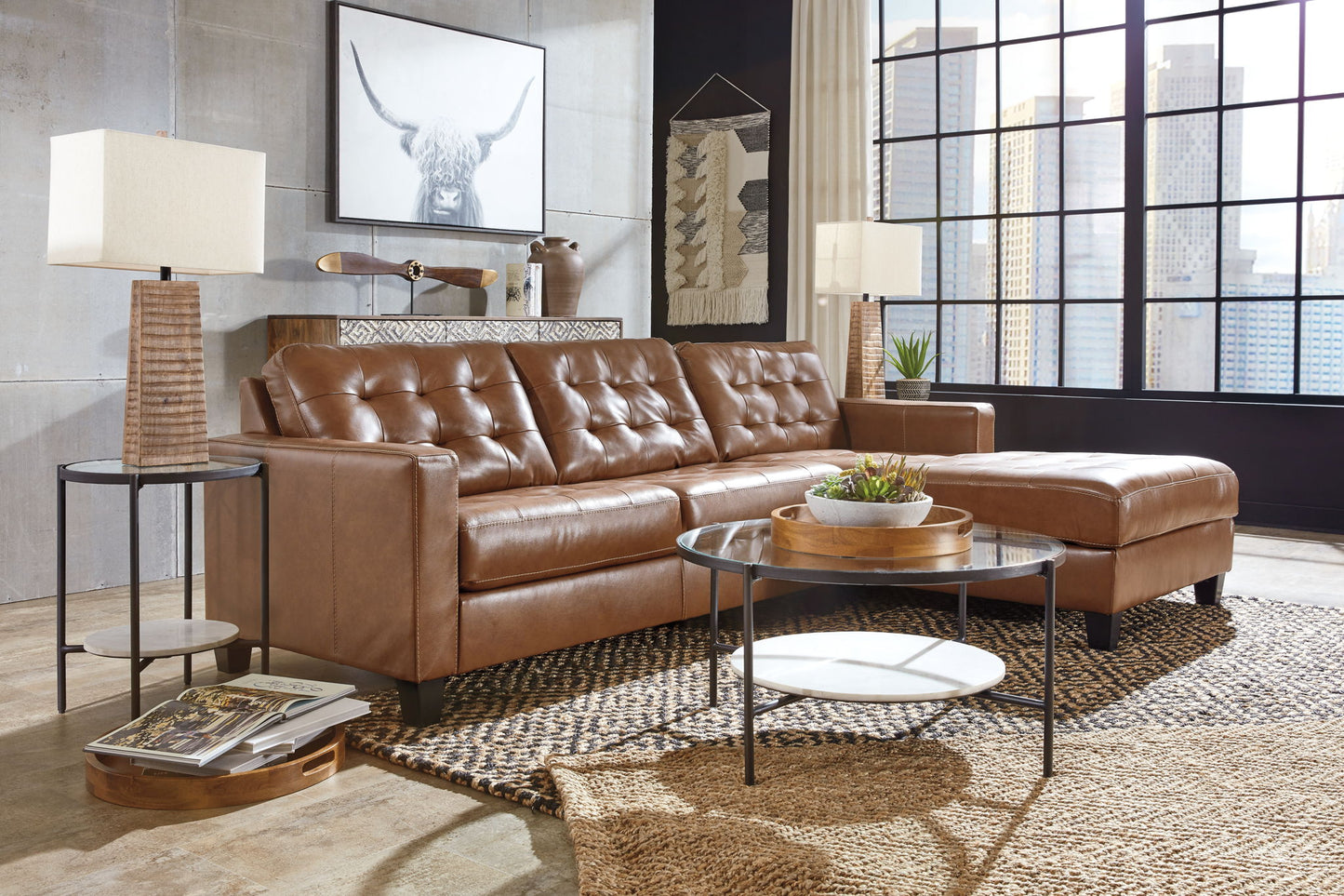 Baskove - Auburn - Right Arm Facing Corner Chaise 2 Pc Sectional