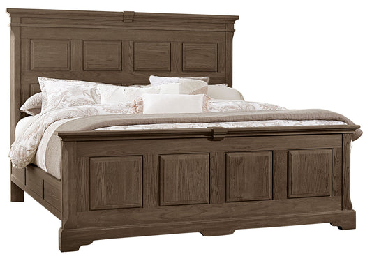 Heritage - Queen Mansion Bed With Decorative Rails - Cobblestone Oak