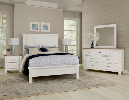 Maple Road - King Mansion Bed With Low Profile Footboard - Soft White