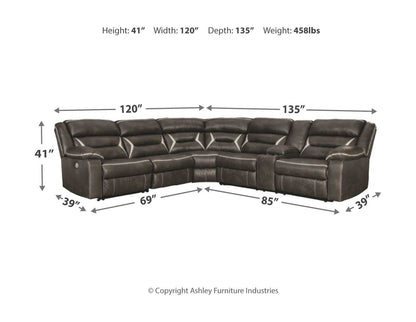 Kincord - Midnight - Right Arm Facing Power Sofa With Console 4 Pc Sectional