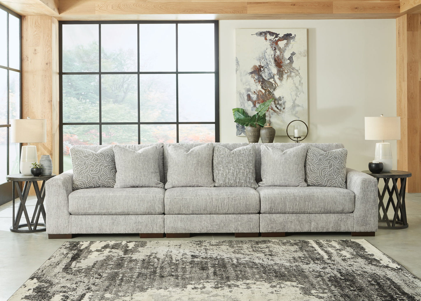 Regent Park - Pewter - Sofa 3 Pc Sectional