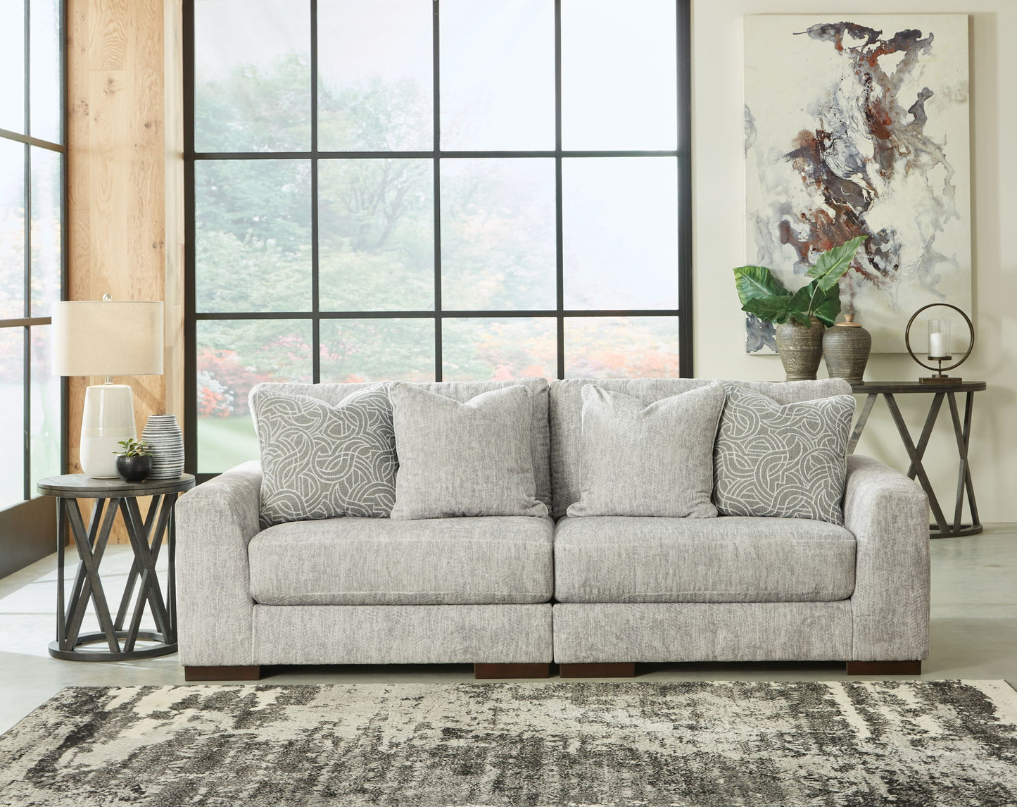 Regent Park - Pewter - Loveseat 2 Pc Sectional