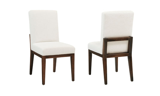 Crafted Cherry - Upholstered Side Chair White Fabric - Dark Cherry