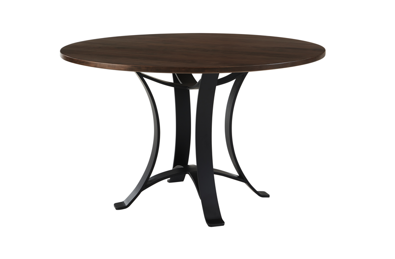 Crafted Cherry - 48" Round Dining Table With Metal Pedestal - Dark Cherry