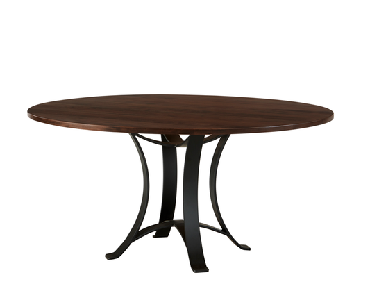 Crafted Cherry - 60" Round Dining Table With Metal Pedestal - Dark Cherry