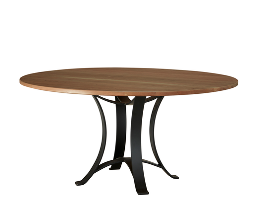 Crafted Cherry - 60" Round Dining Table With Metal Pedestal - Medium Cherry