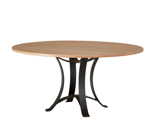 Crafted Cherry - 60" Round Dining Table With Metal Pedestal - Bleached Cherry