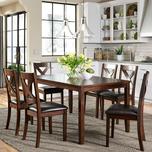 Thornton - 7 Piece Rectangular Table Set - Brown