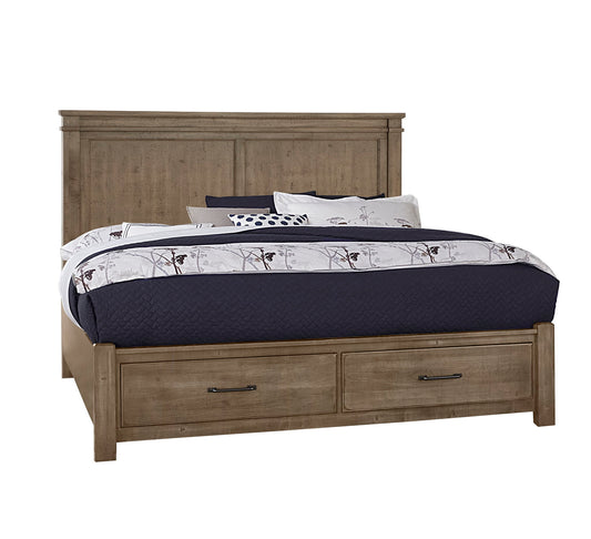 Cool Rustic - King Mansion Bed With Storage Footboard - Stone Grey
