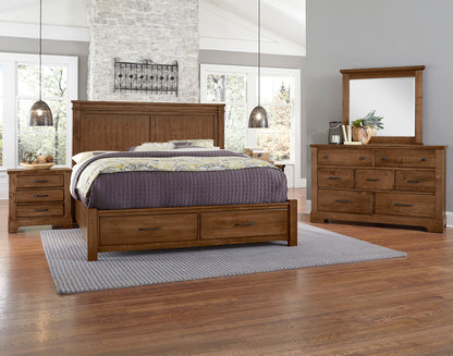 Cool Rustic - King Mansion Bed With Storage Footboard - Amber