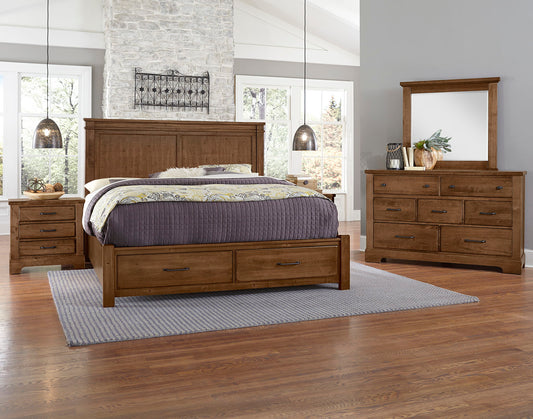 Cool Rustic - King Mansion Bed With Storage Footboard - Amber