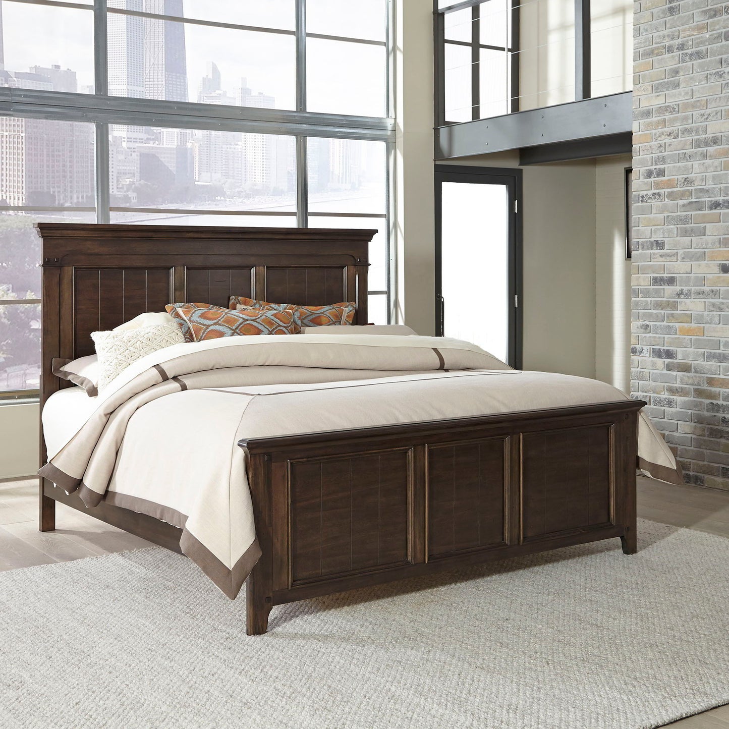 Saddlebrook - King Panel Bed - Dark Brown