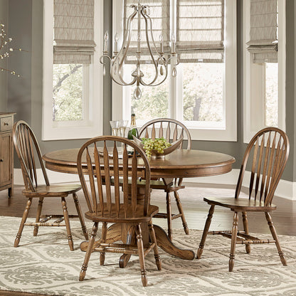 Carolina Crossing - 5 Piece Pedestal Table Set - Dark Brown