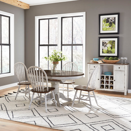 Carolina Crossing - 5 Piece Pedestal Table Set - White