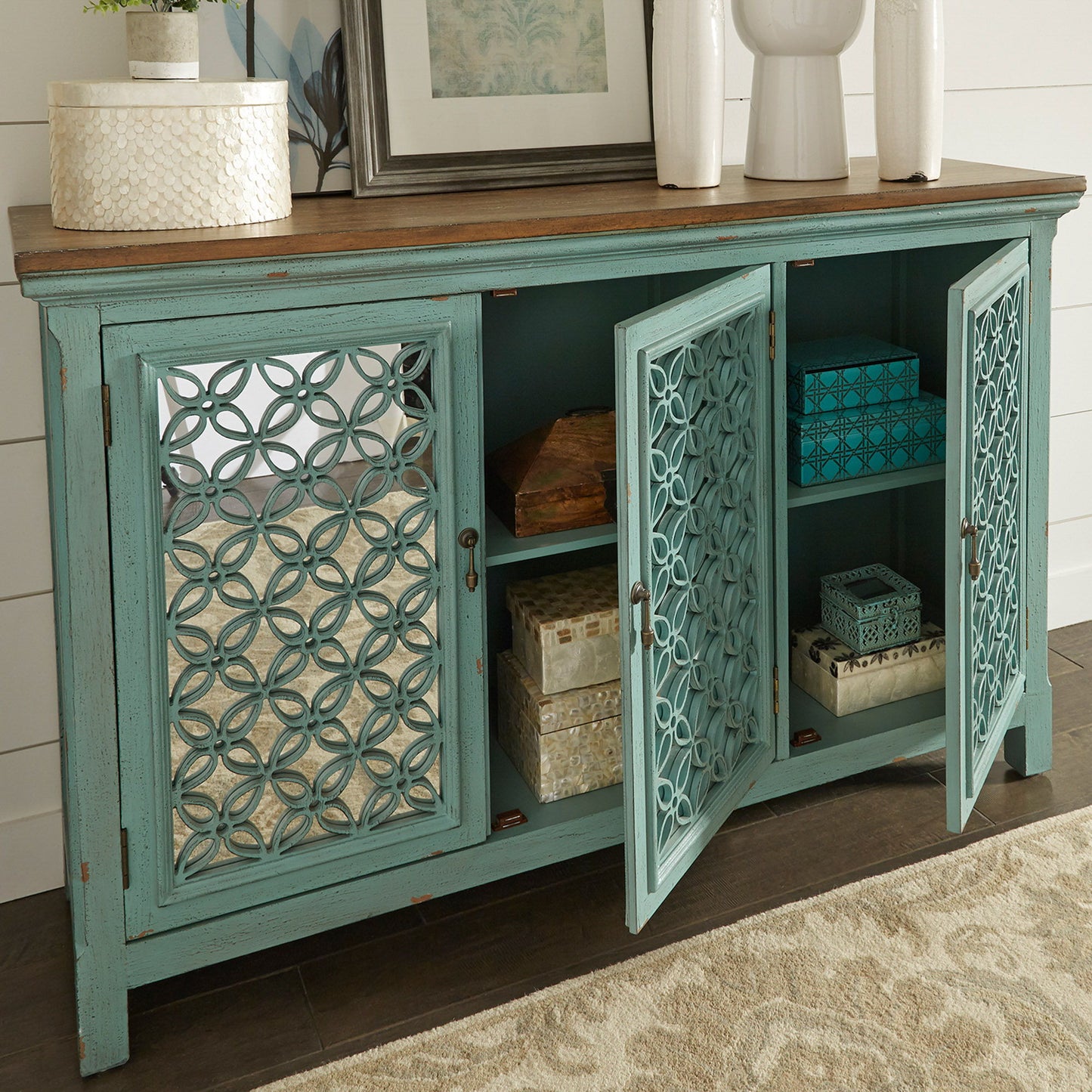 Kensington - 3 Door Accent Cabinet - Blue