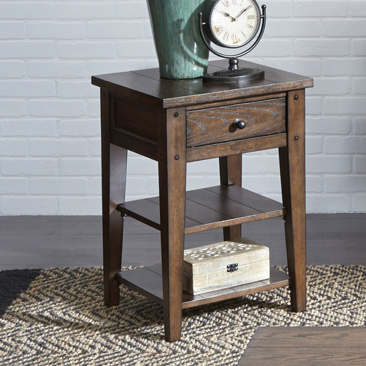 Lake House - Chair Side Table - Rustic Brown
