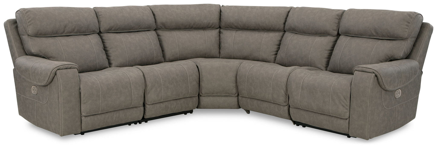 Starbot - Fossil - Zero Wall Power Recliner 5 Pc Sectional