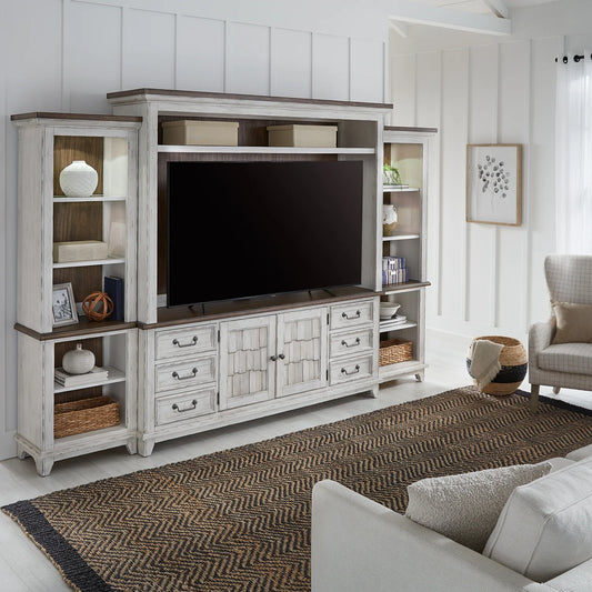 River Place - Entertainment Center With Piers - White