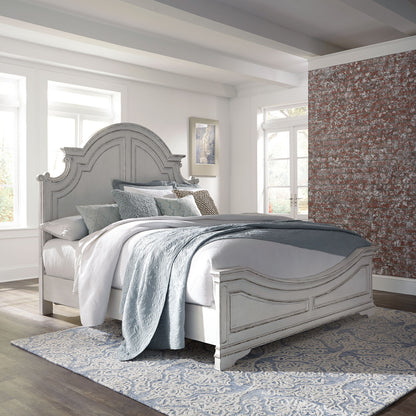 Magnolia Manor - King Panel Bed - White