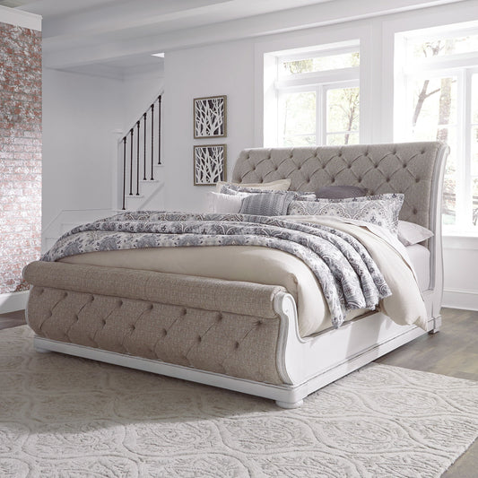 Magnolia Manor - King Upholstered Sleigh Bed - White