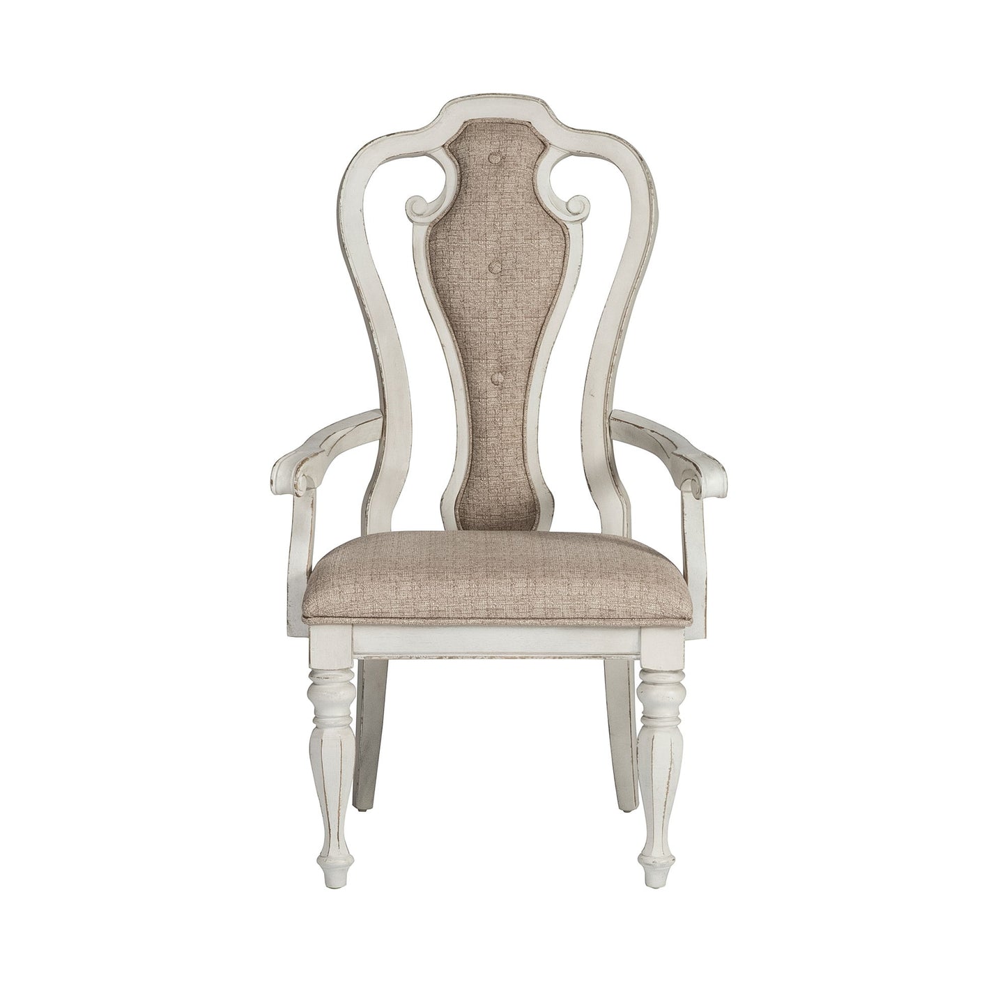 Magnolia Manor - Splat Back Upholstered Arm Chair - White