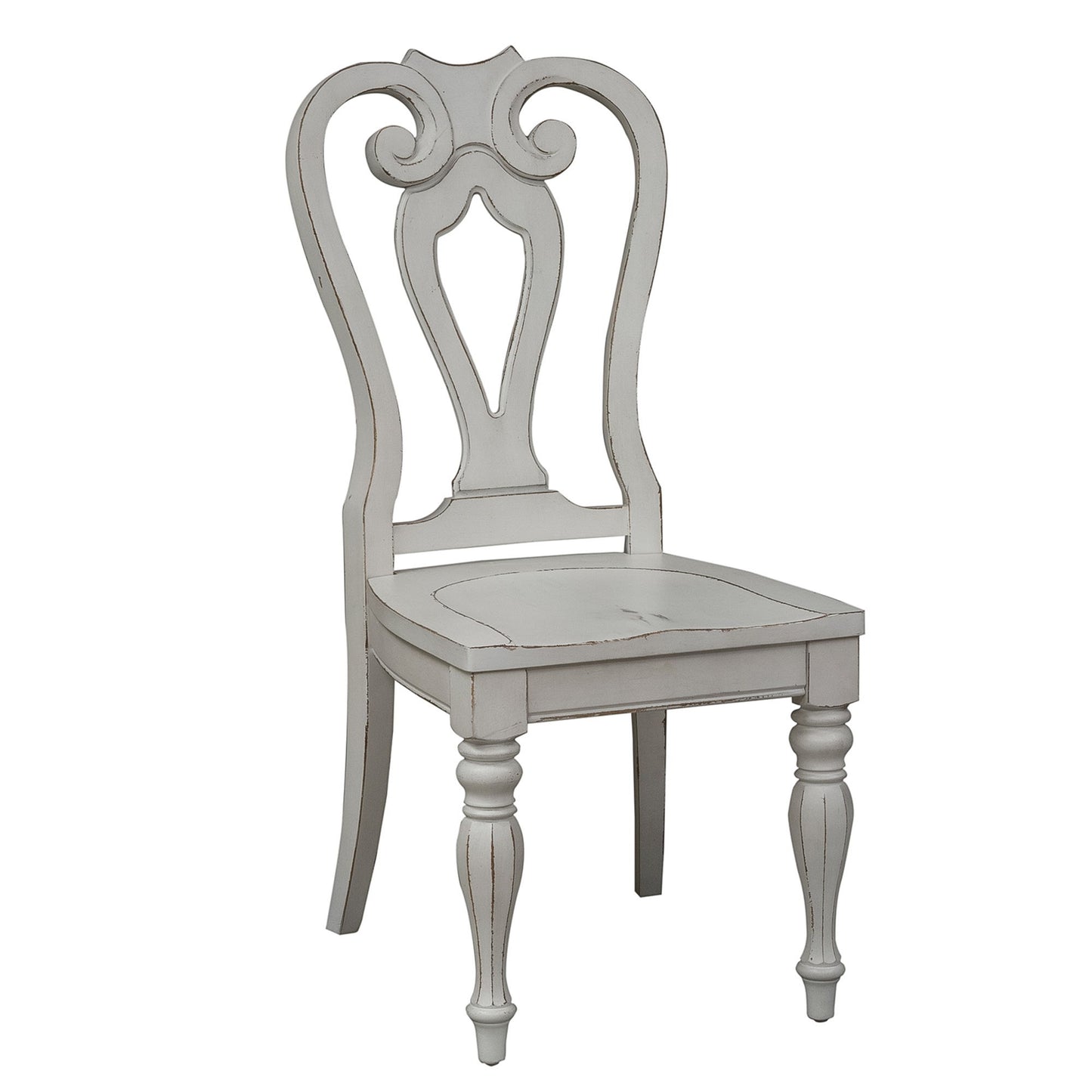 Magnolia Manor - 5 Piece Leg Table Set - White - Shaped Back Chairs