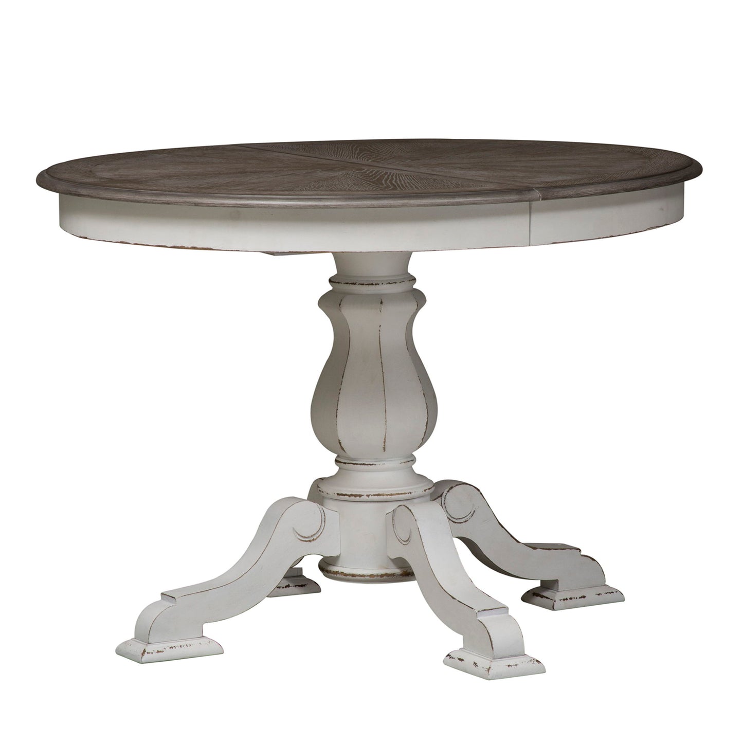 Magnolia Manor - 5 Piece Pedestal Table Set - White - Upholstered Chairs