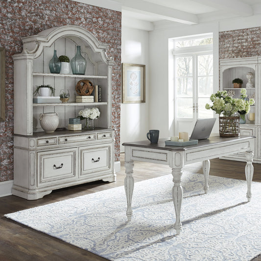 Magnolia Manor - 3 Piece Desk & Hutch Set - White