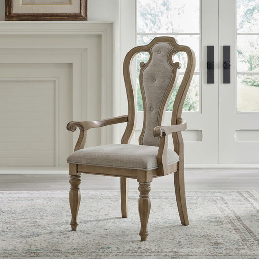 Magnolia Manor - Splat Back Upholstered Arm Chair (RTA) - Light Brown